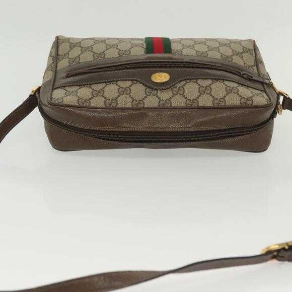 GUCCI GG Supreme Web Sherry Line Shoulder Bag Pvc Beige Gold Red - Picture 6 of 16